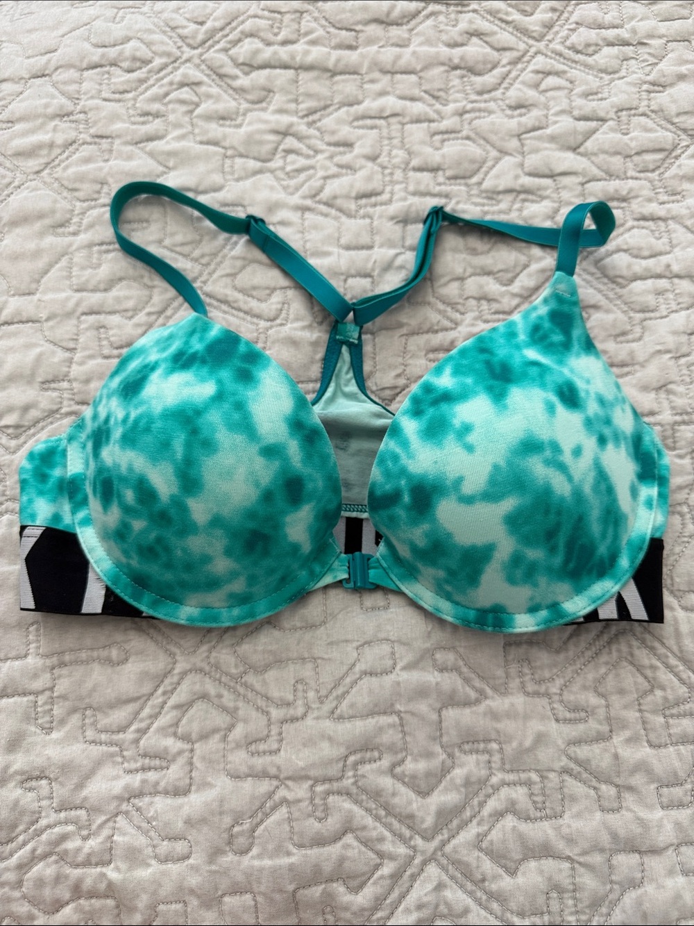 Teal Tie-Dye PINK Racerback Push-Up Bra